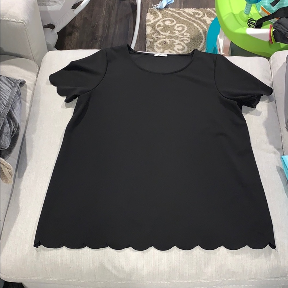 Black scalloped blouse